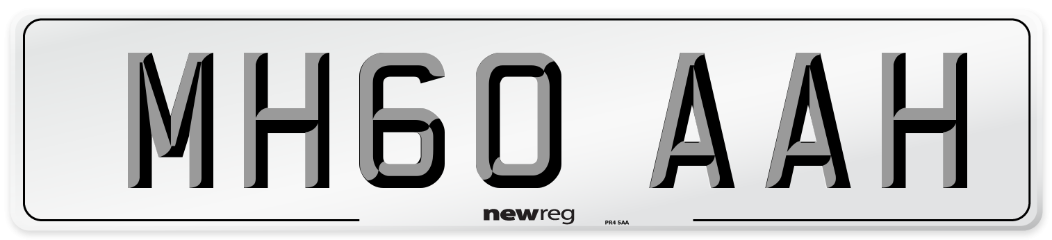 MH60 AAH Number Plate from New Reg
